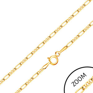 Złoty łańcuszek 375 - trzy małe i jedno podłużne oczko, 600 mm
