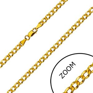 Złoty łańcuszek 585 - owalne oczka połączone szeregowo z zagłębieniami, 450 mm