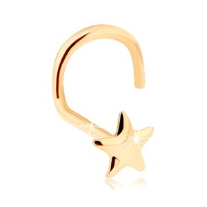 Złoty piercing do nosa 585 - lśniąca pięcioramienna gwiazdeczka