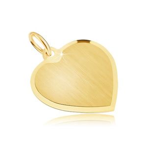 Złoty wisiorek 585 - duże symetryczne satynowe serce, lśniące krawędzie