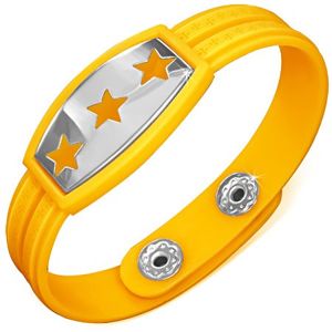 Żółta gumowa bransoletka - gwiazdy na wstawce, grecki klucz